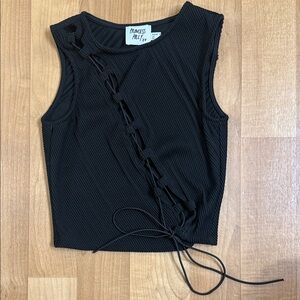 Princess Polly Black Ribbed Crop Top